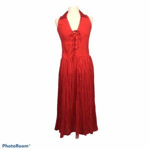 Newport News Red Sleeveless Broomstick Dress, 10